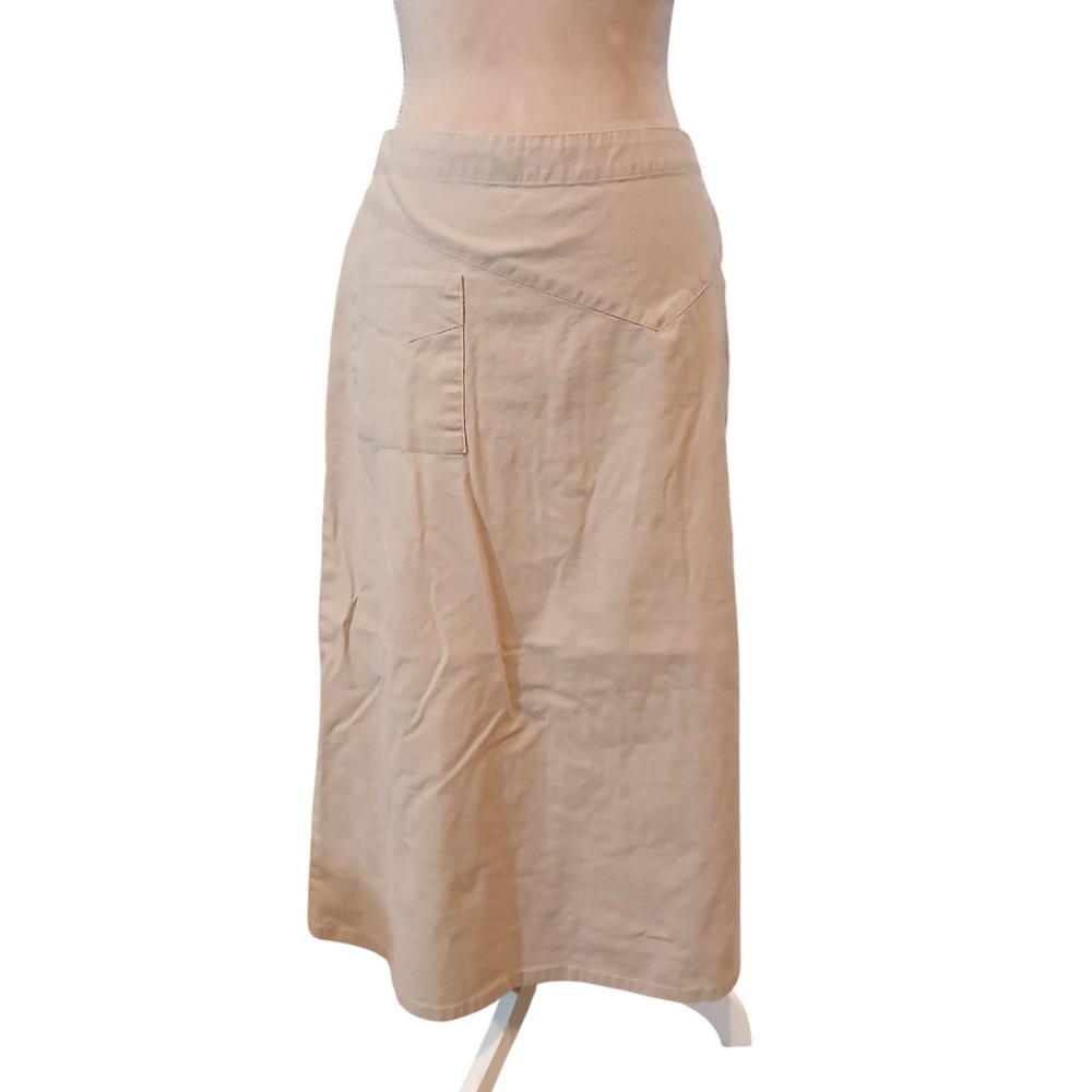 New Creation Apparel Midi Skirt Tan Khaki Cargo Pocket Size 8 Modest